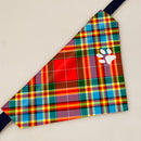 Chattan Modern Tartan Pet Bandana showcasing its stylish double-sided tartan design, perfect accessory for pets.