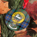 Cochrane Clan Crest and Tartan Metal Christmas Ornament featuring a vibrant clan crest design, available in 6 unique styles.