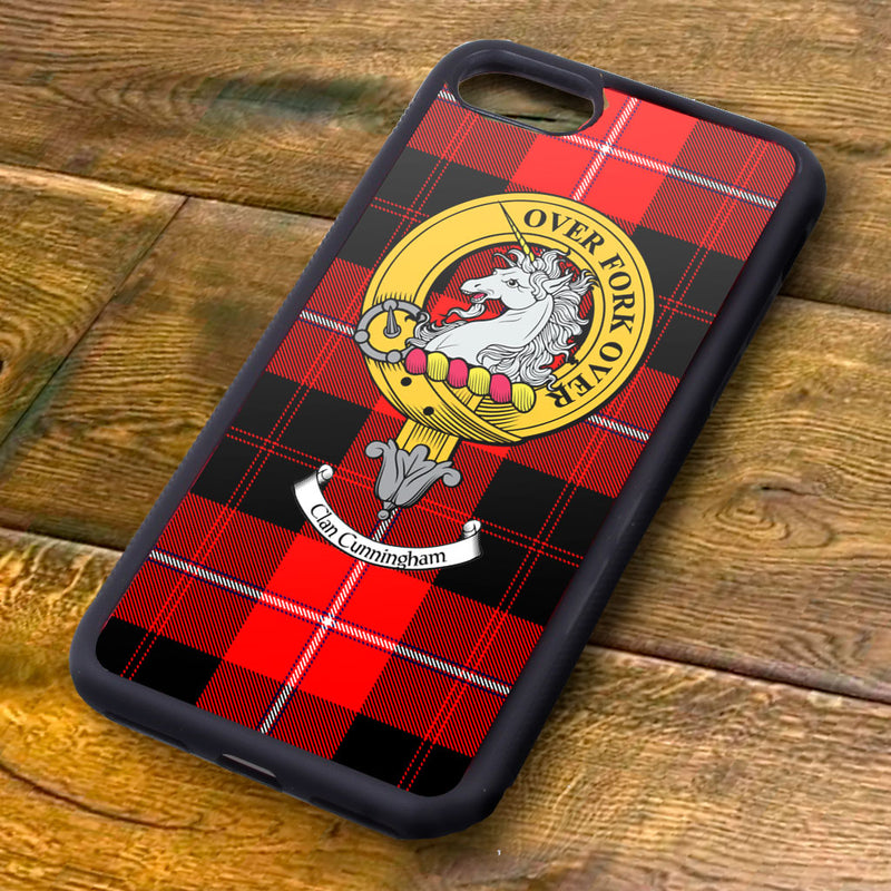 Cunningham Tartan and Clan Crest iPhone Rubber Case