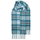 Close-up of Bowhill Standard Tartan Lambswool Scarf showcasing the luxurious texture and vibrant tartan design, ideal for chilly days.