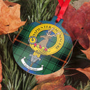 Davidson Clan Crest and Tartan Metal Christmas Ornament featuring unique design in customizable styles for the festive season.