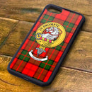 Dunbar Tartan and Clan Crest iPhone Rubber Case showcasing Scottish heritage. Perfect fit for iPhone 5 and later models with a durable aluminum back.