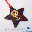 Unique Durie Clan Crest and Tartan Metal Christmas Ornament showcasing vibrant colors and clan heritage.