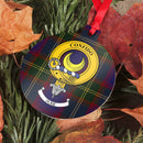 Durie Clan Crest and Tartan Metal Christmas Ornament in a stylish design - perfect holiday decor.