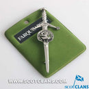 Clan Crest Pewter Kilt Pin featuring the Farquharson Crest, beautifully crafted in an antique palladium finish, perfect for showcasing Scottish heritage.