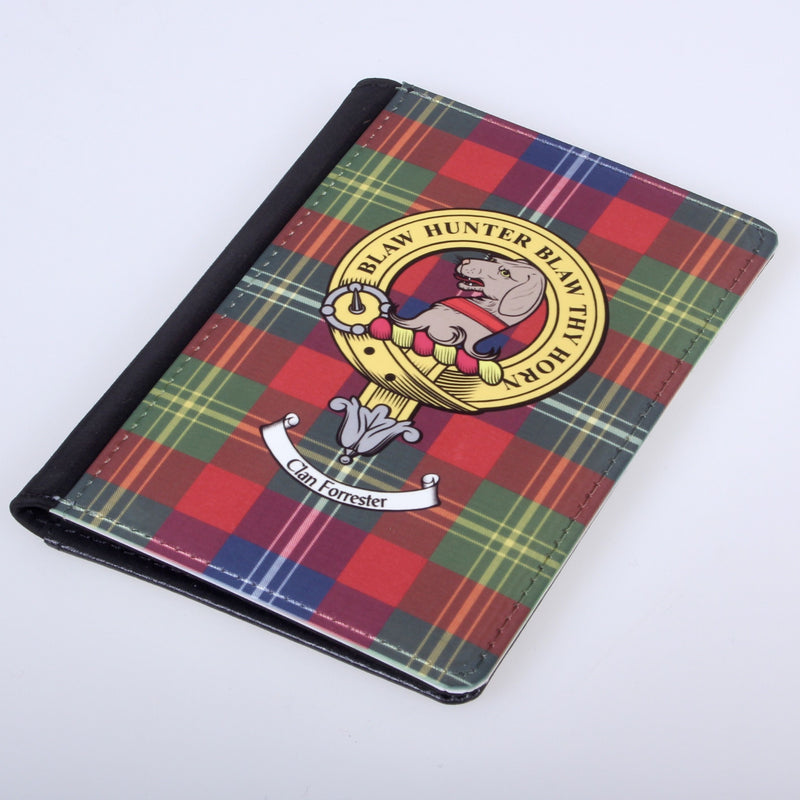 Passport Cover With Clan Forrester Tartan And Crest