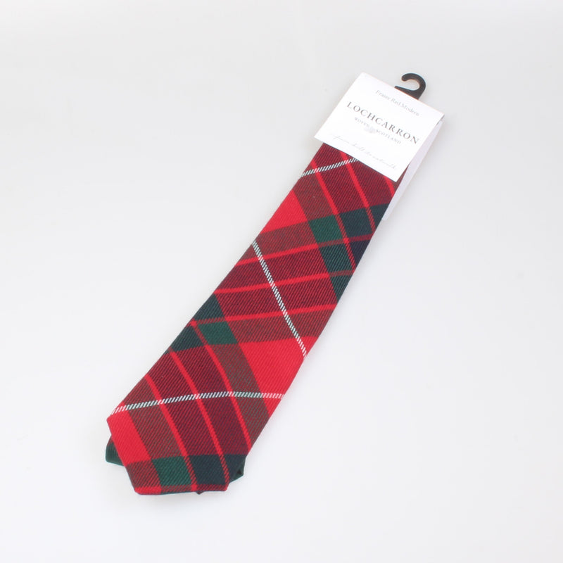 Luxury Pure Wool Tie in Fraser Red Modern Tartan