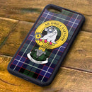 Galbraith Tartan and Clan Crest iPhone Rubber Case showcasing Scottish heritage with a durable aluminum back, perfect for iPhone 5 and newer models.