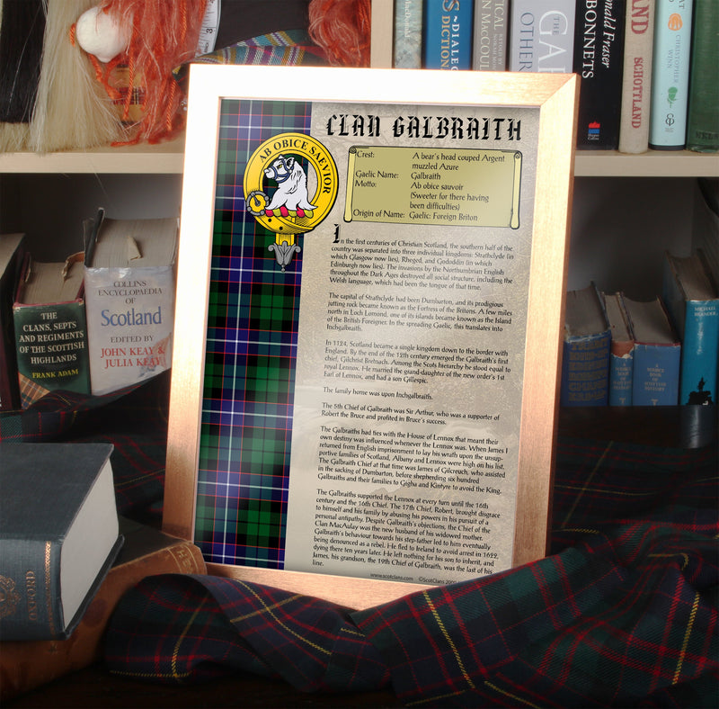 Galbraith Clan History Print - Choose Framed or Unframed