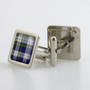 Gordon Dress Modern Tartan Cufflinks in metallic finish, showcasing elegant design and custom shapes, ideal for formal occasions.