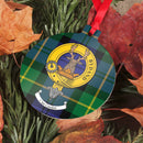 Gordon Clan Crest and Tartan Metal Christmas Ornament in 6 stylish designs, perfect for festive decorations.