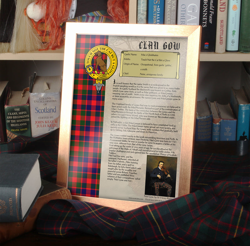 Gow Clan History Print - Choose Framed or Unframed