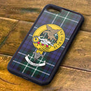Graham Tartan and Clan Crest iPhone Rubber Case showcasing Scottish heritage with a robust design and aluminum back, perfect for iPhones 5 and newer.