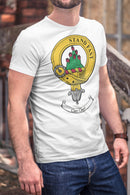 Grant Clan Crest Gents T Shirt featuring a crisp design with clan crest, perfect for showcasing your heritage.