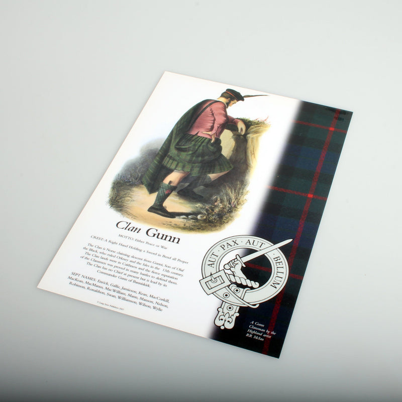 Gunn  Scottish Clan Poster A4