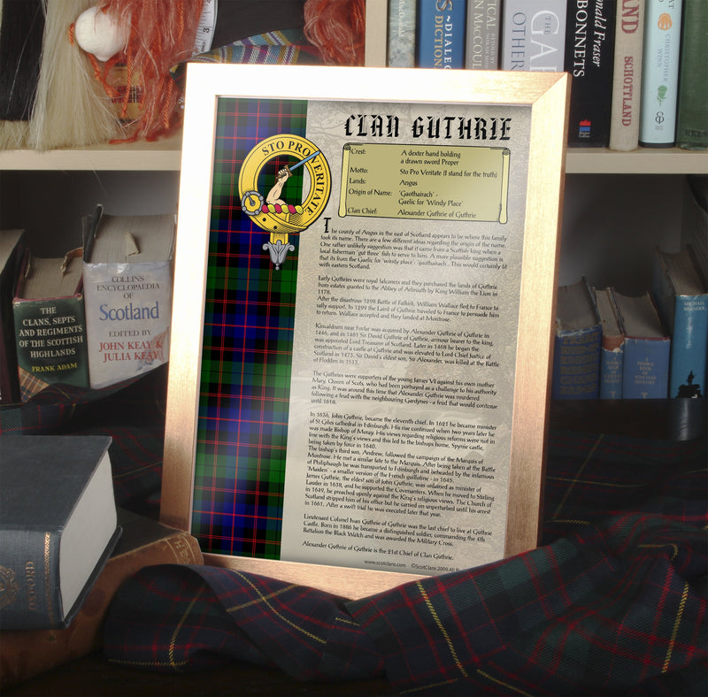 Guthrie Clan History Print - Choose Framed or Unframed