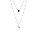 Outlander Inspired Anchor Silver Double Pendant with Sapphire Colour Stone