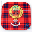 Hamilton Clan Crest and Tartan Wooden Coaster 4 Pack