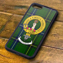 Henderson Tartan and Clan Crest iPhone Rubber Case featuring a stylish design with a robust aluminum back, perfect for showcasing Scottish heritage.
