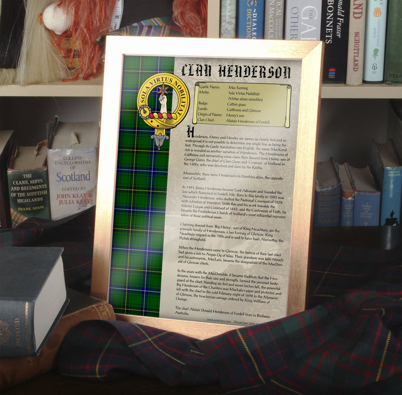 Henderson Clan History Print - Choose Framed or Unframed