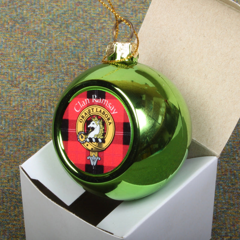 Ramsay Clan Crest Christmas Bauble - Small Size