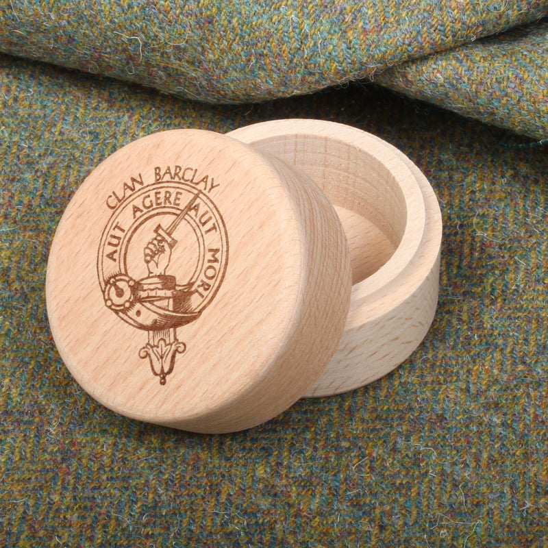 Barclay Clan Crest Wooden Ring Box