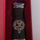 Cathcart Clan Crest Sgian Dubh - Stone Top in elegant presentation box, perfect for gifts and Scottish heritage displays.