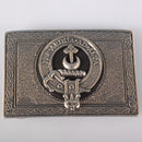 Hannay Pewter Clan Crest Buckle For Kilt Belts showcasing traditional Scottish craftsmanship and custom clan crests.