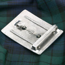 Close-up of MacMillan Pewter Clan Crest Buckle for Kilt Belts showcasing intricate details of the clan crest.