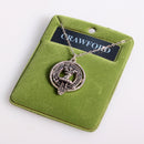 Crawford Clan Crest Pendant showcasing intricate Scottish design and elegant palladium finish, perfect for celebrating your heritage.