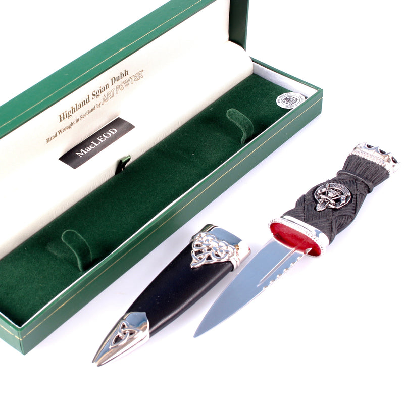 Macleod Clan Crest Deluxe Stone Top Thistle Design Sgian Dubh