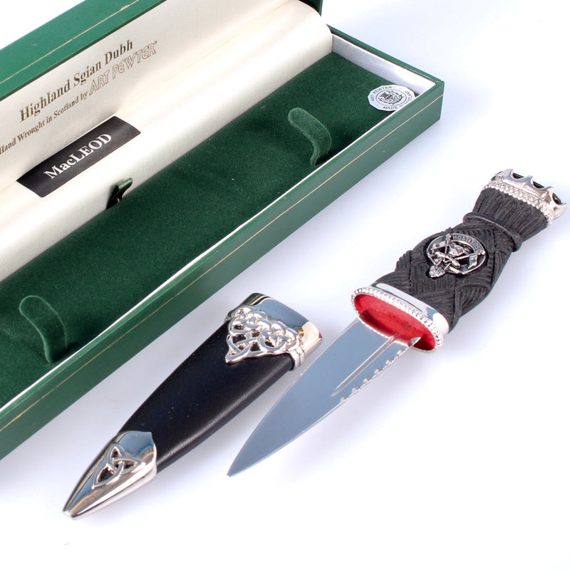 Macleod Clan Crest Deluxe Stone Top Thistle Design Sgian Dubh