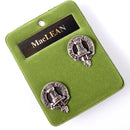 MacLean Clan Crest Pewter Cufflinks showcasing intricately designed clan crest and antique palladium finish, perfect for formal attire and heritage expression.