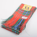 Full Length Sash in MacLean of Duart Ancient Tartan worn elegantly, showcasing the vibrant colors and rich texture of 100% pure new wool, perfect for formal occasions and adding a touch of Scottish heritage to any outfit.