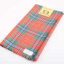 MacLean of Duart Ancient Tartan Wool Headscarf displayed elegantly, showcasing its vibrant tartan pattern and fringed ends, perfect for adding a stylish touch to any outfit.