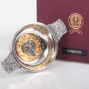 Gordon Clan Crest Quaich with Gold Trim, elegant Scottish drinkware showcasing a customizable clan crest, perfect for sharing whisky with friends and family.