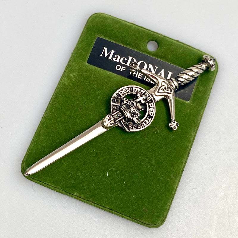 Clan Crest Pewter Kilt Pin with MacDonald of the Isles Crest