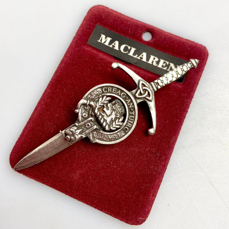 Clan Crest Pewter Kilt Pin with MacLaren Crest