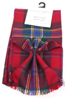Luxury Wool Tartan Mini Sash in MacLean of Duart Modern Tartan showing the rich textures and colors of 100% pure wool fabric.