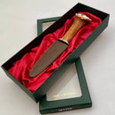 Irvine Clan Crest Stag Horn Sgian Dubh knife featuring a handcrafted resin handle and elegant pewter crest.
