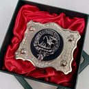 Stewart Pewter Clan Crest Buckle for Kilt Belts featuring intricate design and high-quality pewter, perfect for showcasing Scottish heritage.