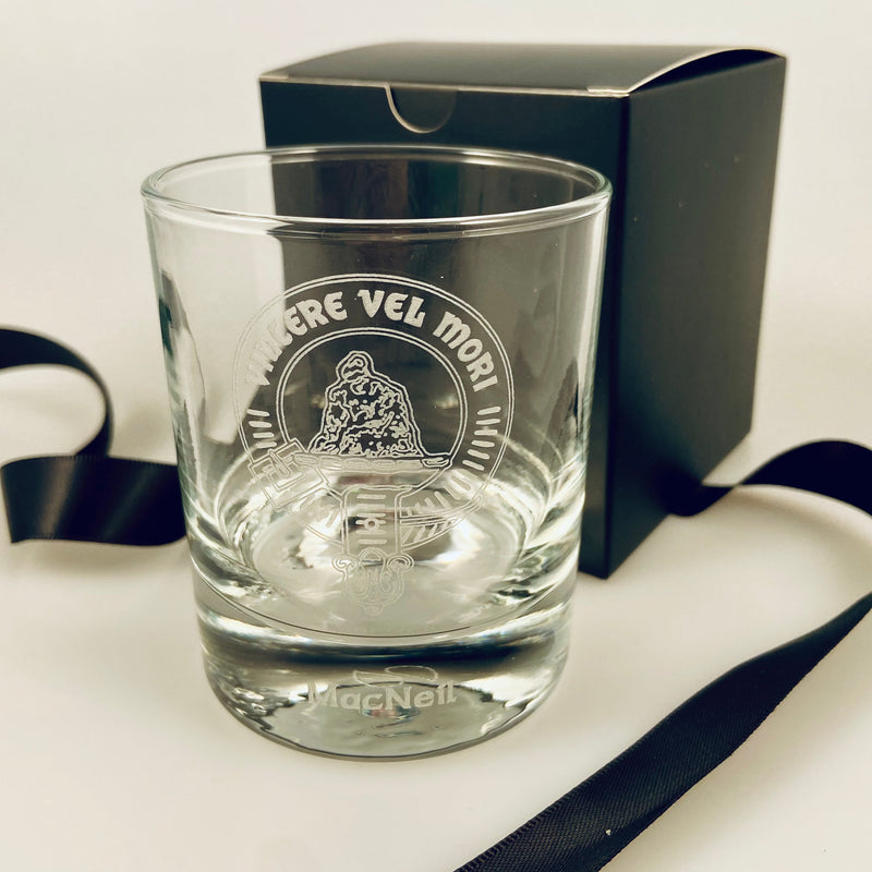 Clan Crest Whisky Glass with MacNeil Crest