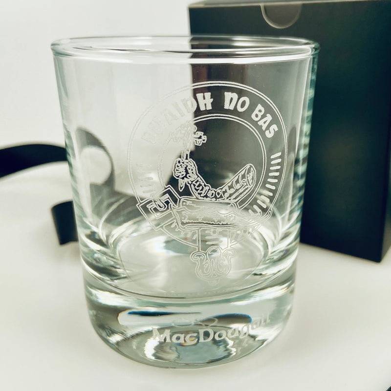 Clan Crest Whisky Glass with MacDougall Crest
