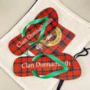Donnachaidh Tartan Flip Flops With Matching Bag, stylish and comfortable summer footwear showcasing clan pride in vibrant tartan design, perfect for beach outings