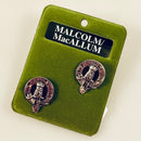 MacCallum Clan Crest Pewter Cufflinks showcasing an elegant design with intricate clan crest details, perfect for adding a sophisticated touch to any attire.