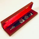 MacMillan Clan Crest Sgian Dubh - Stone Top showcasing the beautiful gold foil backed stone in a handcrafted Scottish design.