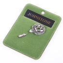Johnstone Clan Crest Pewter Tie Pin showcasing intricate detailing and antique palladium finish, perfect for clan members and heritage enthusiasts.