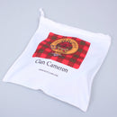 Cameron Tartan Flip Flops With Matching Bag, stylish flip flops featuring a traditional tartan pattern and a convenient drawstring carry bag, perfect for beach trips and summer outings.