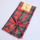 Wool Mini Sash in Stewart Royal Ancient Tartan elegantly draped on a shoulder, showcasing its vibrant colors and stylish design, perfect for celebrations like Burns Night.