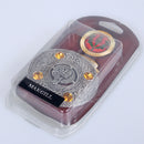 Makgill Clan Crest Pewter Plaid Brooch worn on clothing, demonstrating its elegant style and Scottish heritage.